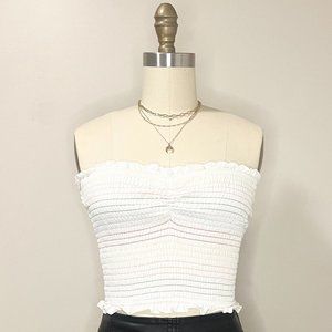 Abound white cotton rainbow smocked top - Size S